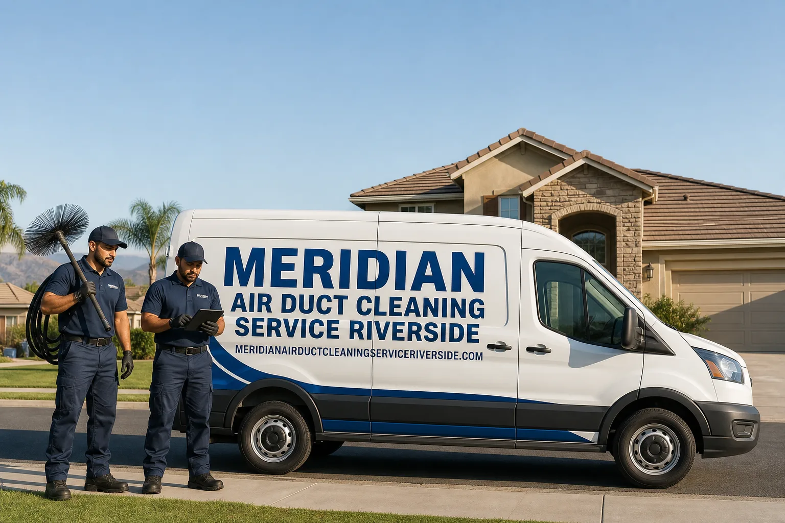 Meridian Air Duct Cleaning Service Riverside service vehicle and crew in Riverside, CA
